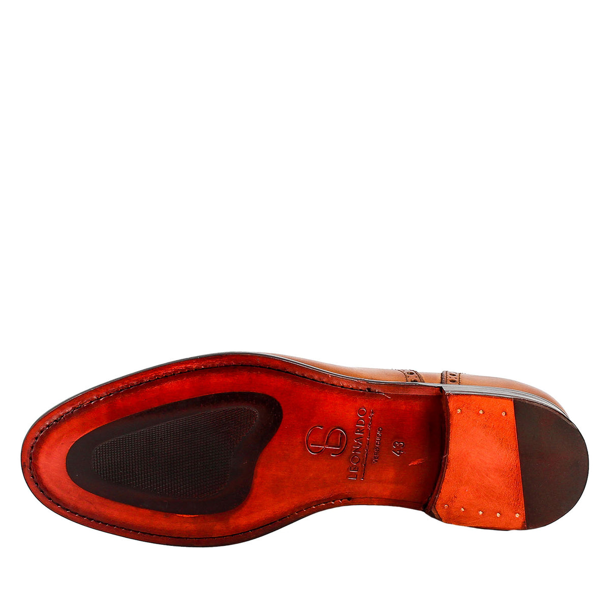 Oxford semi brogue marrone elegante da uomo in pelle - LeonardoShoes