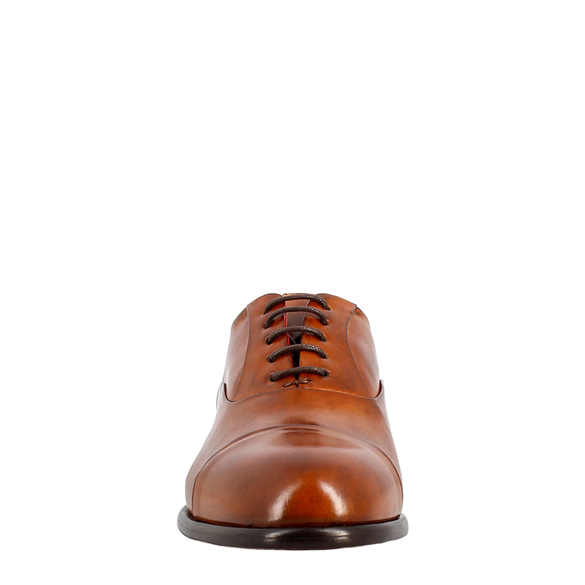 Oxford marrone elegante da uomo in pelle e fodera rossa - LeonardoShoes