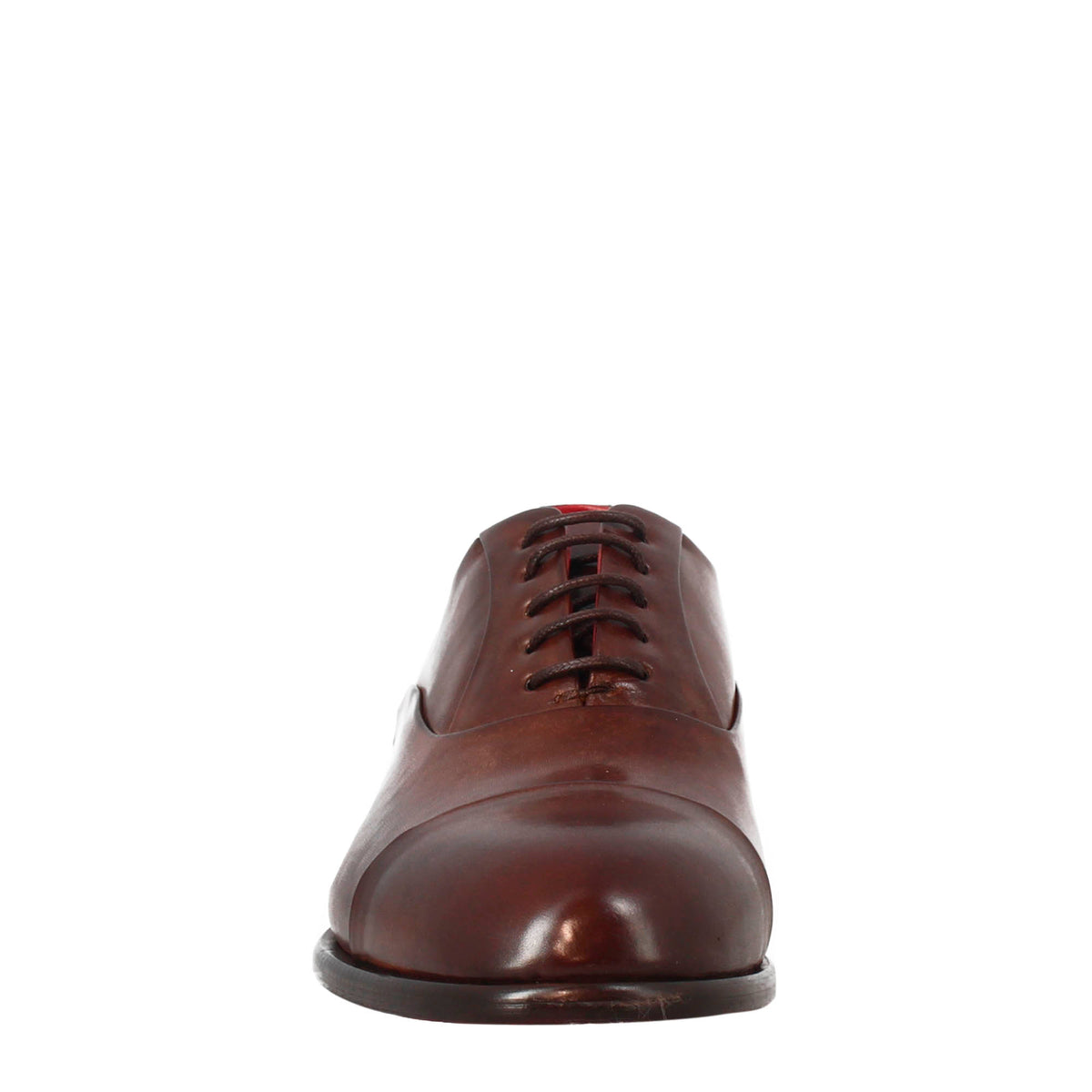 Oxford marrone scuro elegante da uomo in pelle e fodera rossa - LeonardoShoes