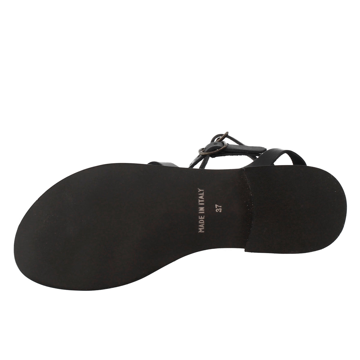 Sandali alla caviglia da donna stile romano in pelle colore nero - LeonardoShoes