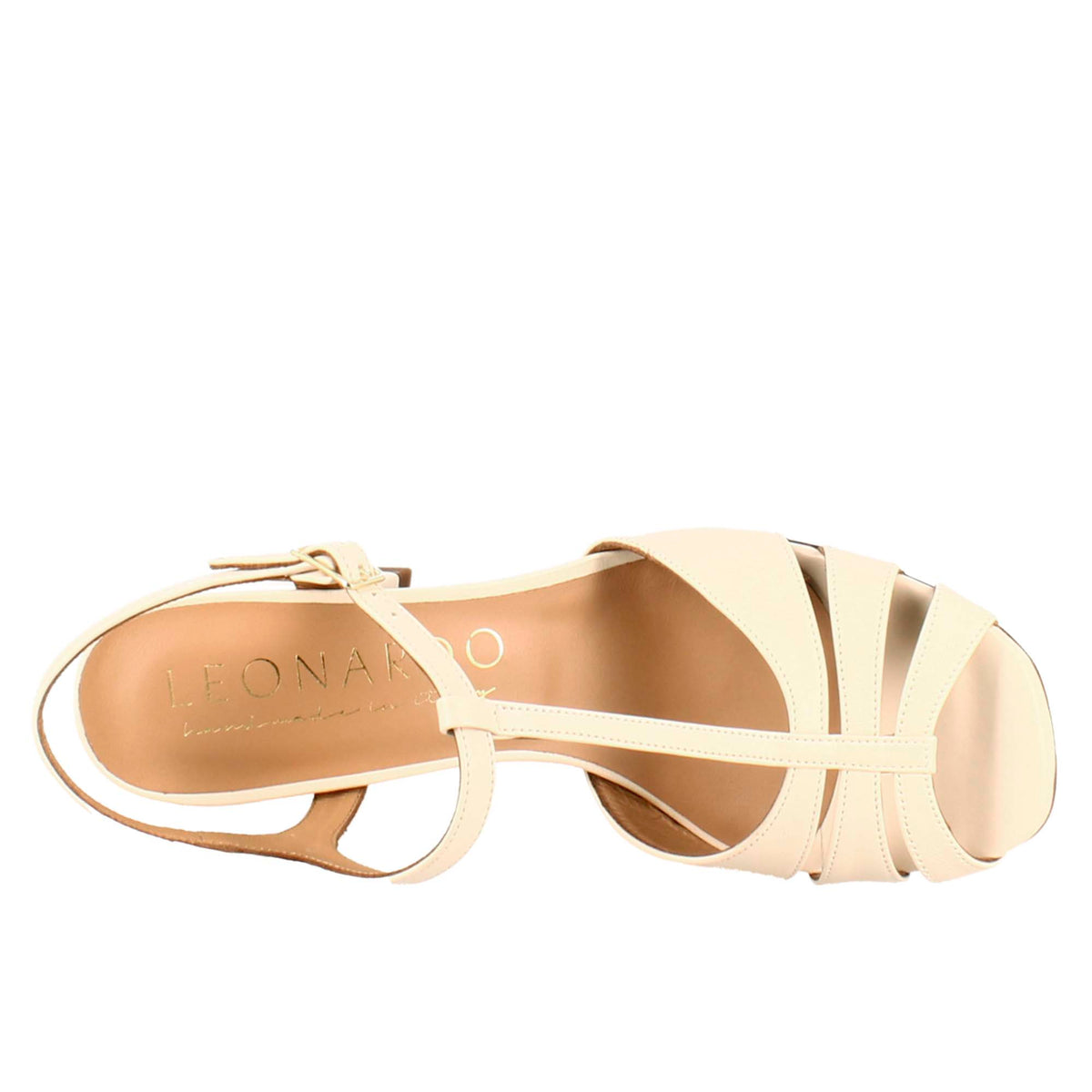 Sandalo a gabbia da donna in pelle colore cipria - LeonardoShoes