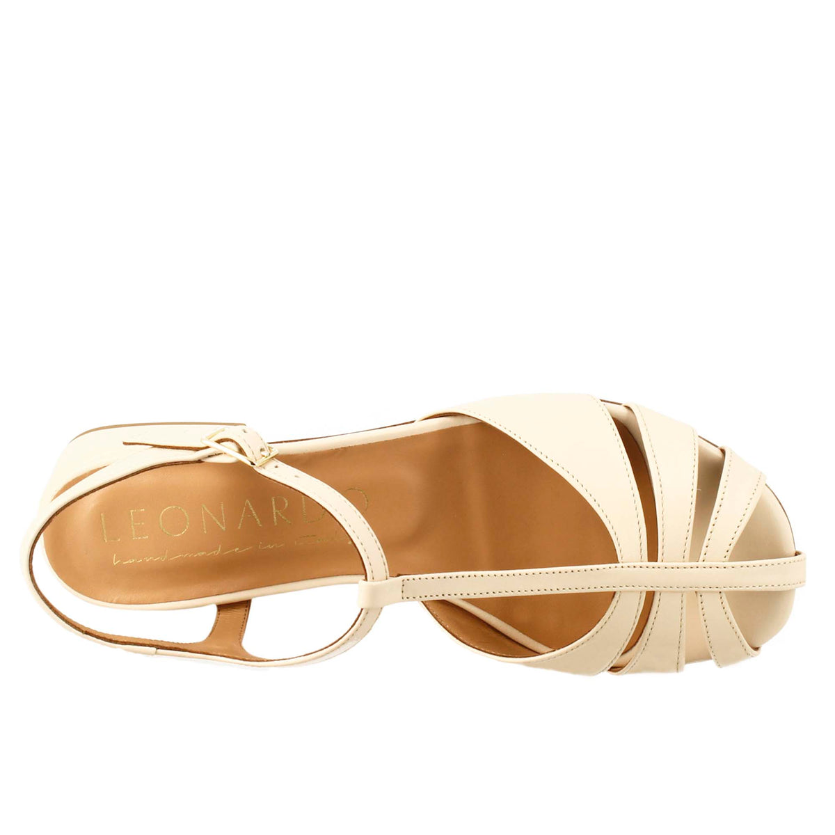 Sandalo da donna colore cipria a forma di gabbia - LeonardoShoes