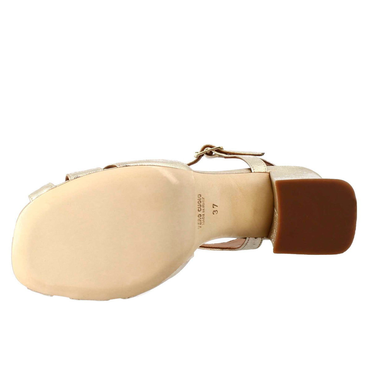 Sandalo a gabbia da donna in pelle colore platino - LeonardoShoes