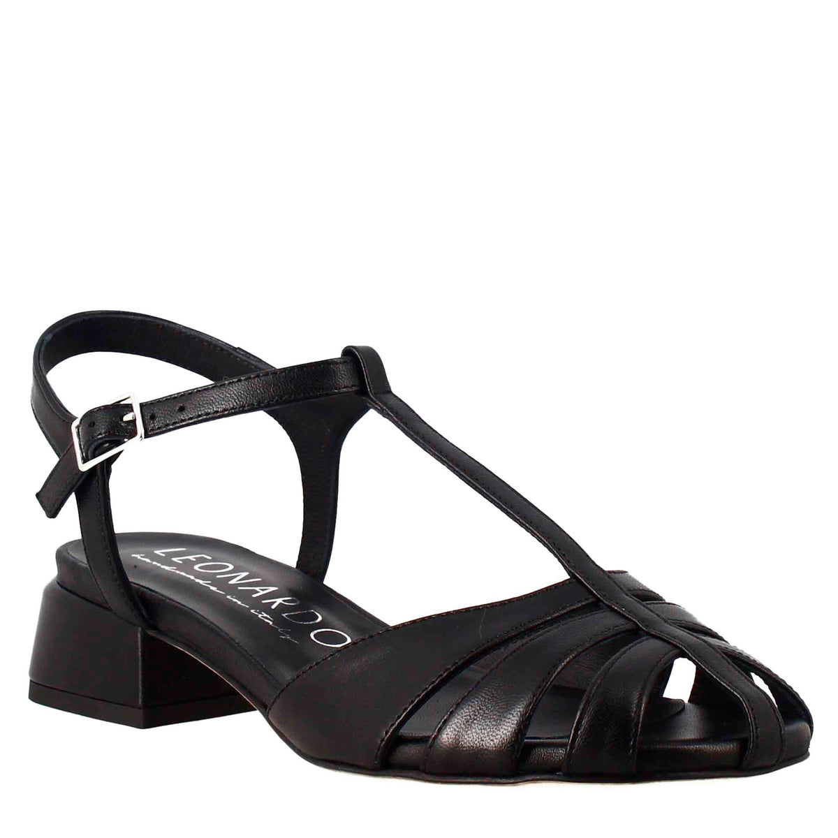 Sandalo da donna colore nero a forma di gabbia - LeonardoShoes