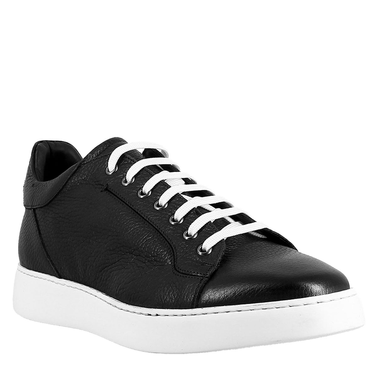 Sneaker colore nero elegante da uomo in pelle liscia - LeonardoShoes