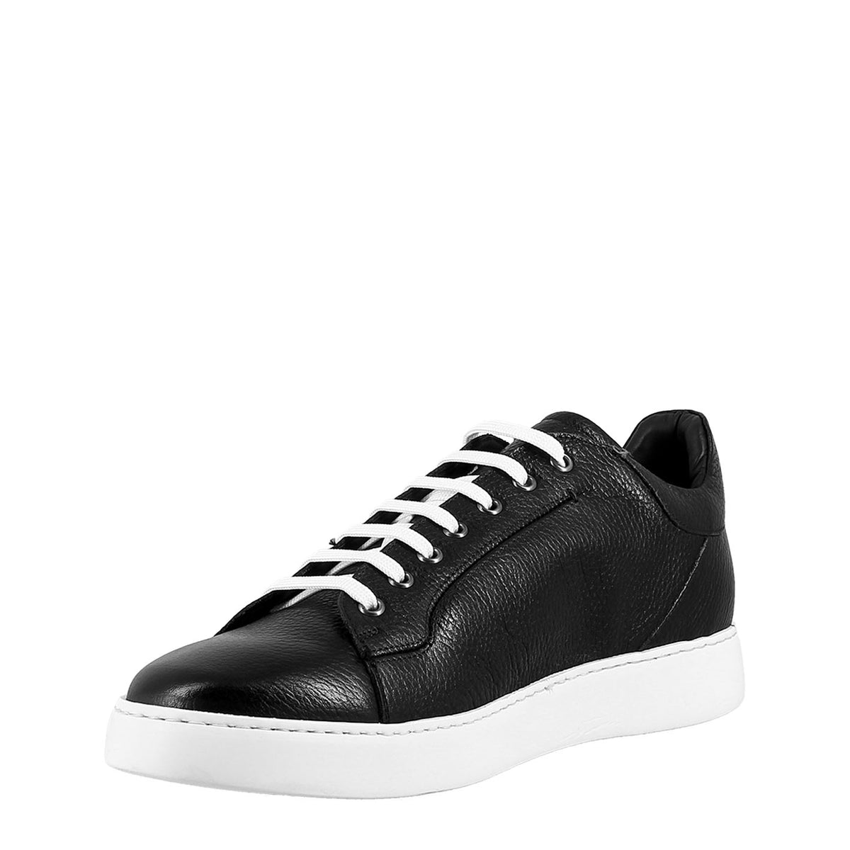 Sneaker colore nero elegante da uomo in pelle liscia - LeonardoShoes
