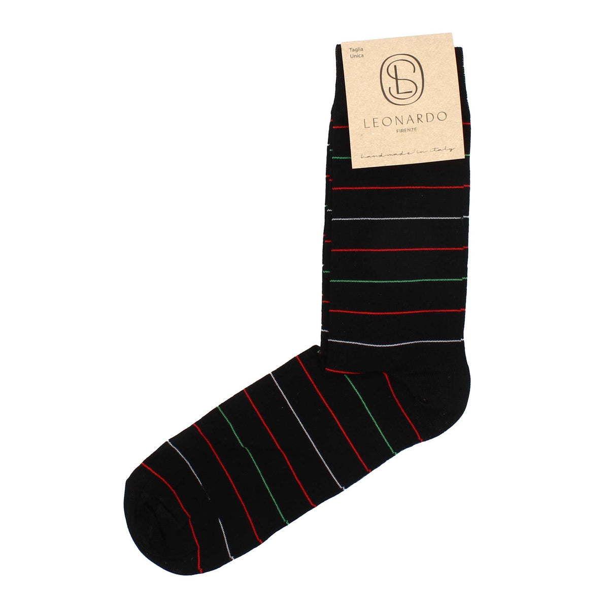 Calzini da uomo in Filo di Scozia nero con righe a colori - LeonardoShoes
