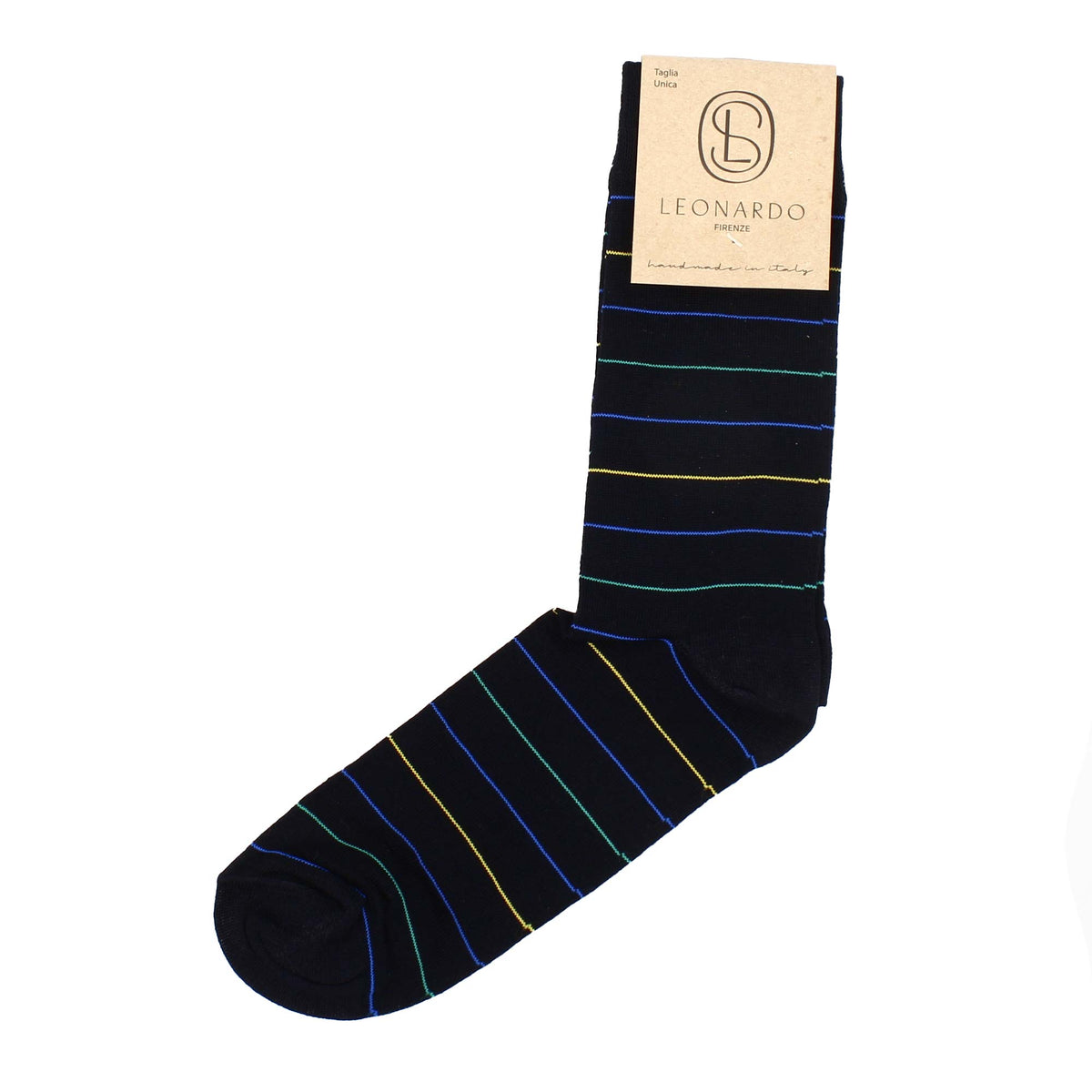 Calzini da uomo in Filo di Scozia blu con righe a colori - LeonardoShoes