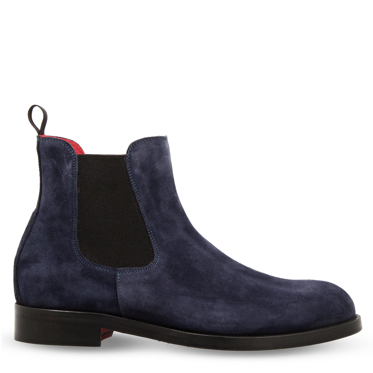 Stivaletti da uomo Chelsea in pelle scamosciata blu suola in cuoio - LeonardoShoes