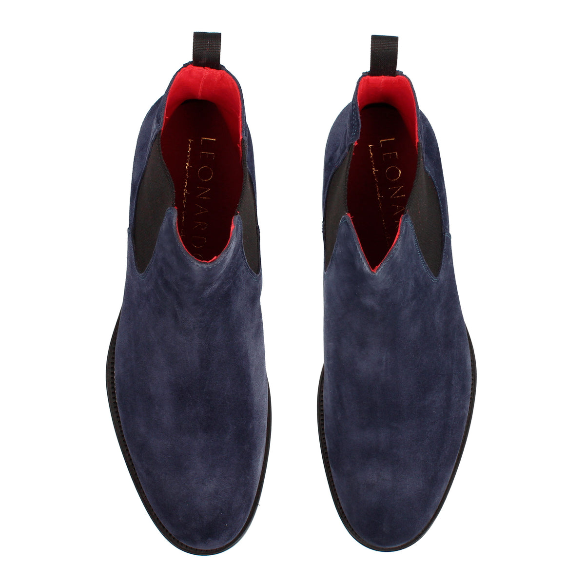Stivaletti da uomo Chelsea in pelle scamosciata blu suola in cuoio - LeonardoShoes