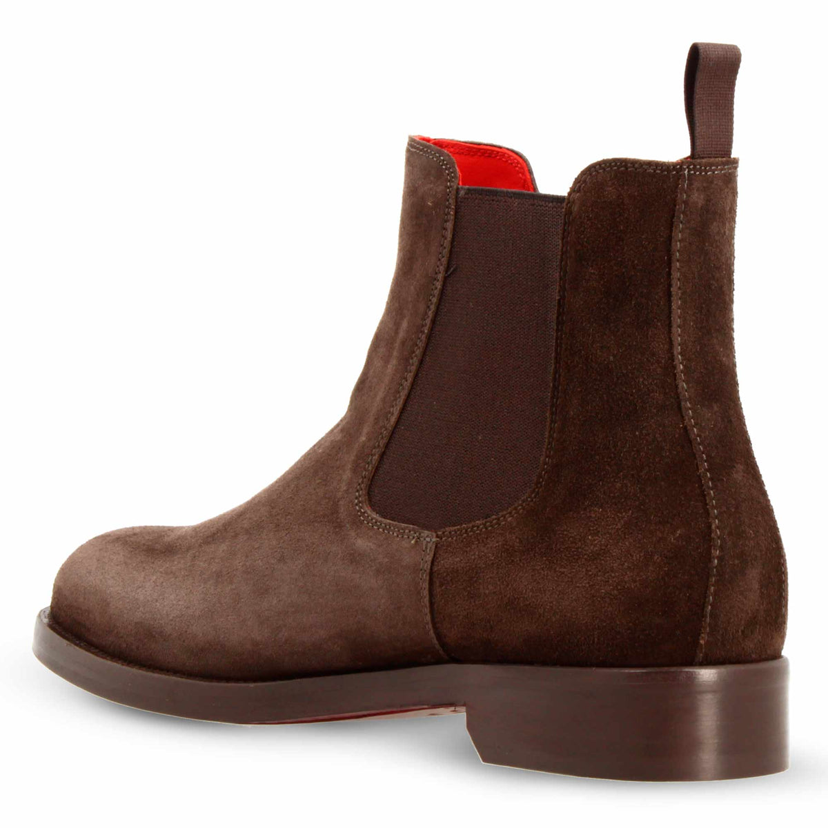 Stivaletti da uomo Chelsea in pelle scamosciata marrone suola in cuoio - LeonardoShoes