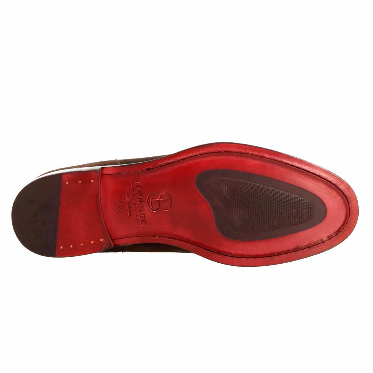 Stivaletti da uomo Chelsea in pelle scamosciata marrone suola in cuoio - LeonardoShoes