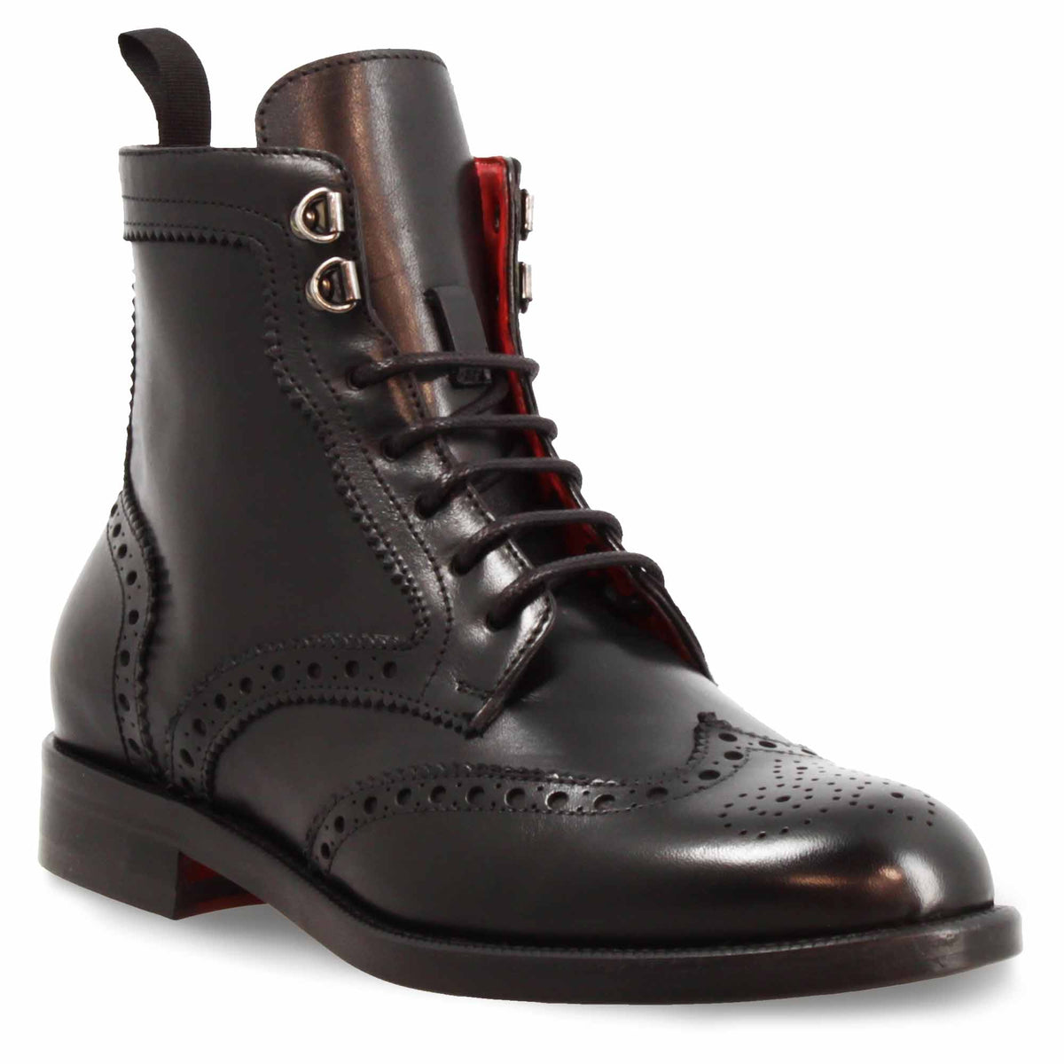 Anfibio da donna con dettagli brogue in pelle colore nero - LeonardoShoes