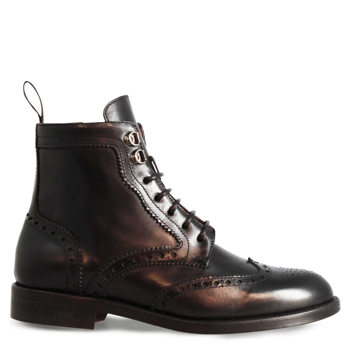 Anfibio da donna con dettagli brogue in pelle colore nero - LeonardoShoes