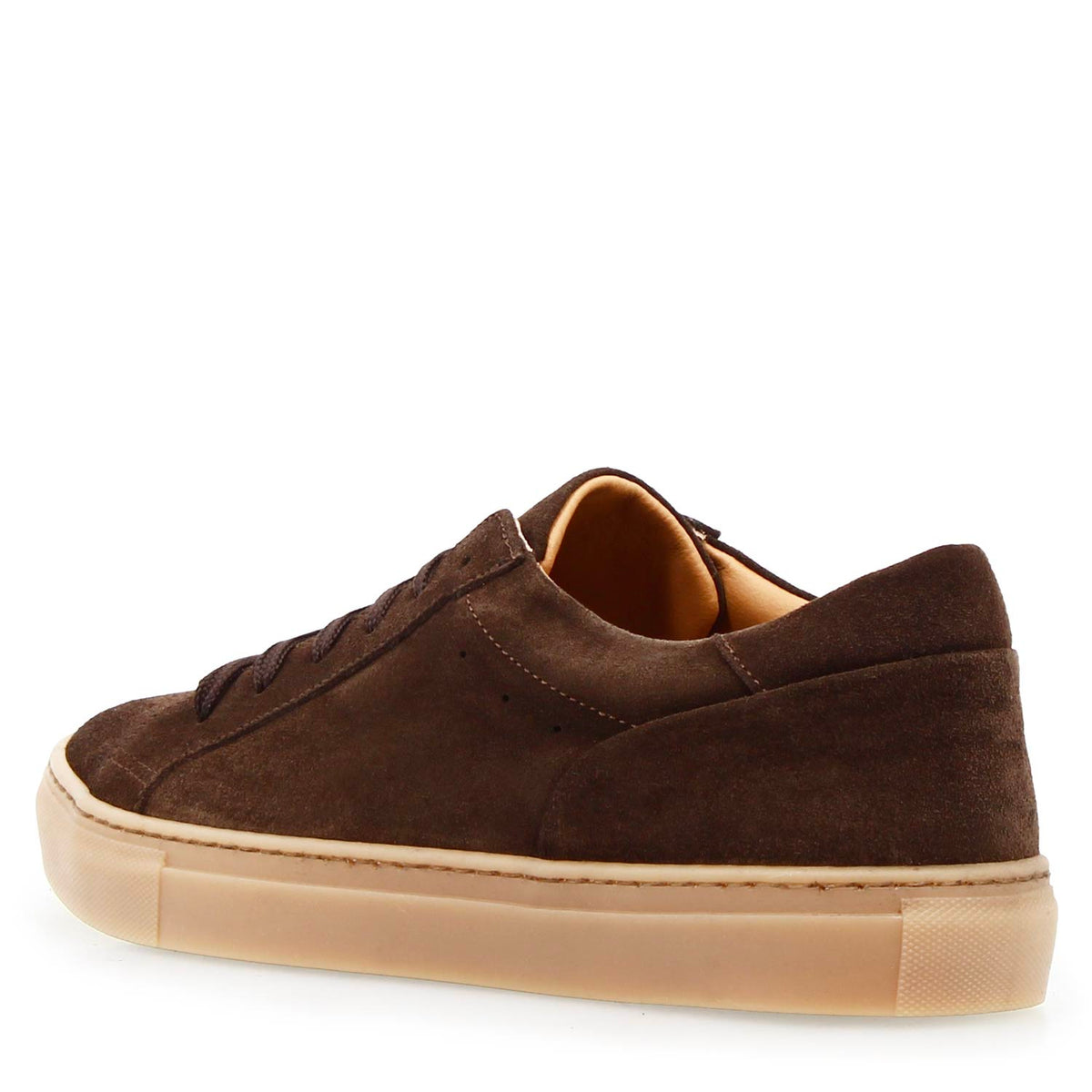Sneaker Pitagora da uomo in pelle scamosciata marrone scuro - LeonardoShoes