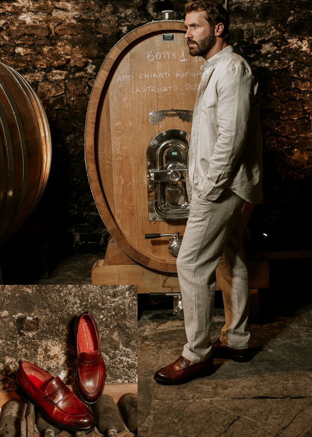 Mocassino college da uomo in pelle pregiata bordeaux - LeonardoShoes