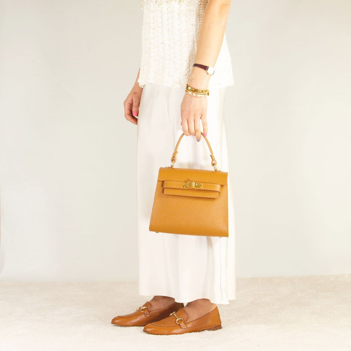 Mocassino classico da donna con morsetto in pelle colore marrone - LeonardoShoes