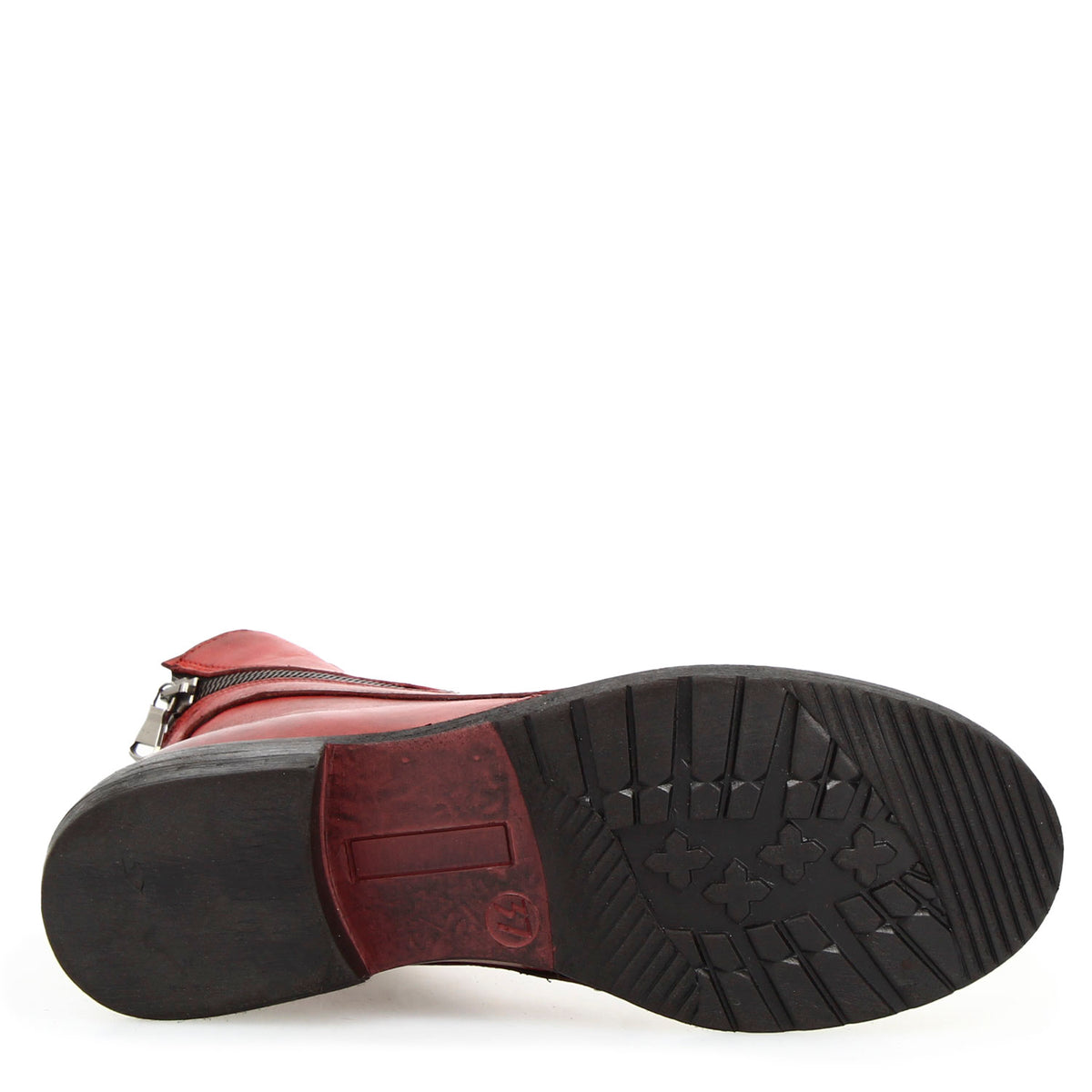 Stivaletto da donna in pelle lavata colore rosso con doppia zip - LeonardoShoes
