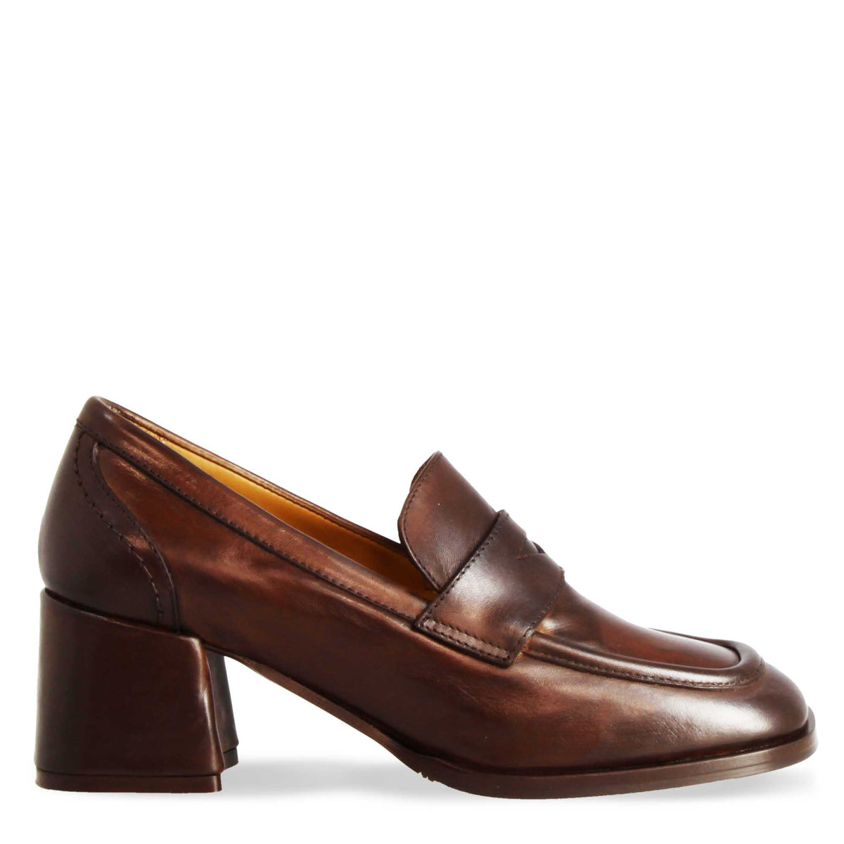 Mocassino elegante da donna in pelle marrone scuro - LeonardoShoes