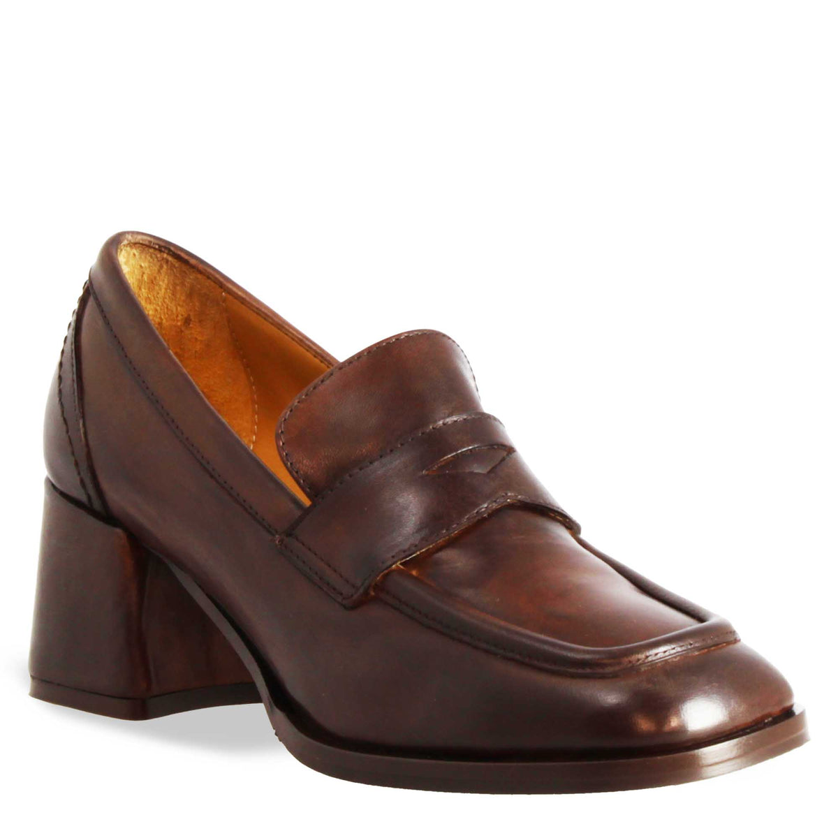Mocassino elegante da donna in pelle marrone scuro - LeonardoShoes