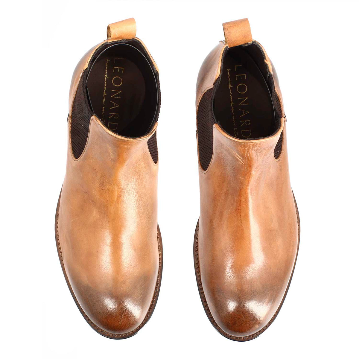 Stivaletto Chelsea diver da uomo in pelle lavata marrone chiaro - LeonardoShoes