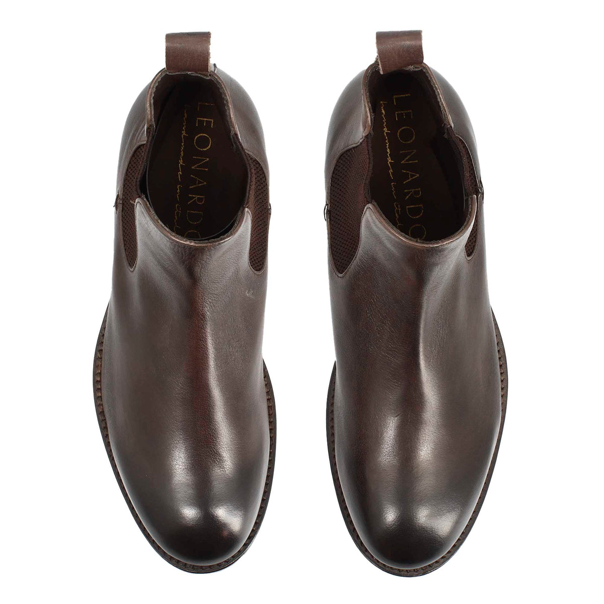 Stivaletto Chelsea diver da uomo in pelle lavata testa di moro - LeonardoShoes