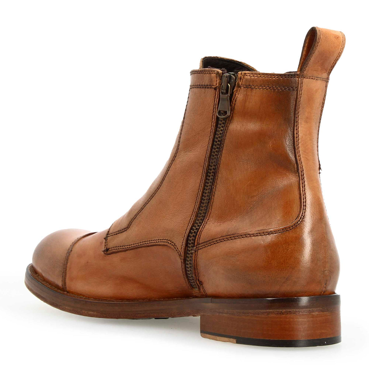 Stivaletto da uomo cap toe fatto a mano in pelle marrone - LeonardoShoes
