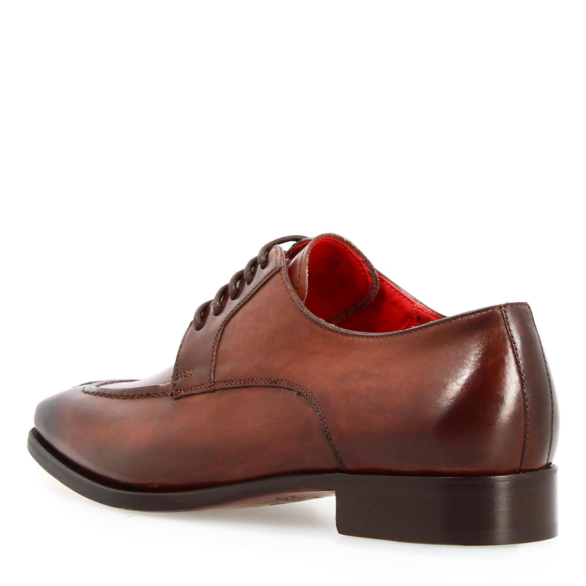 Alfeo marrone derby da uomo artigianale in pelle - LeonardoShoes