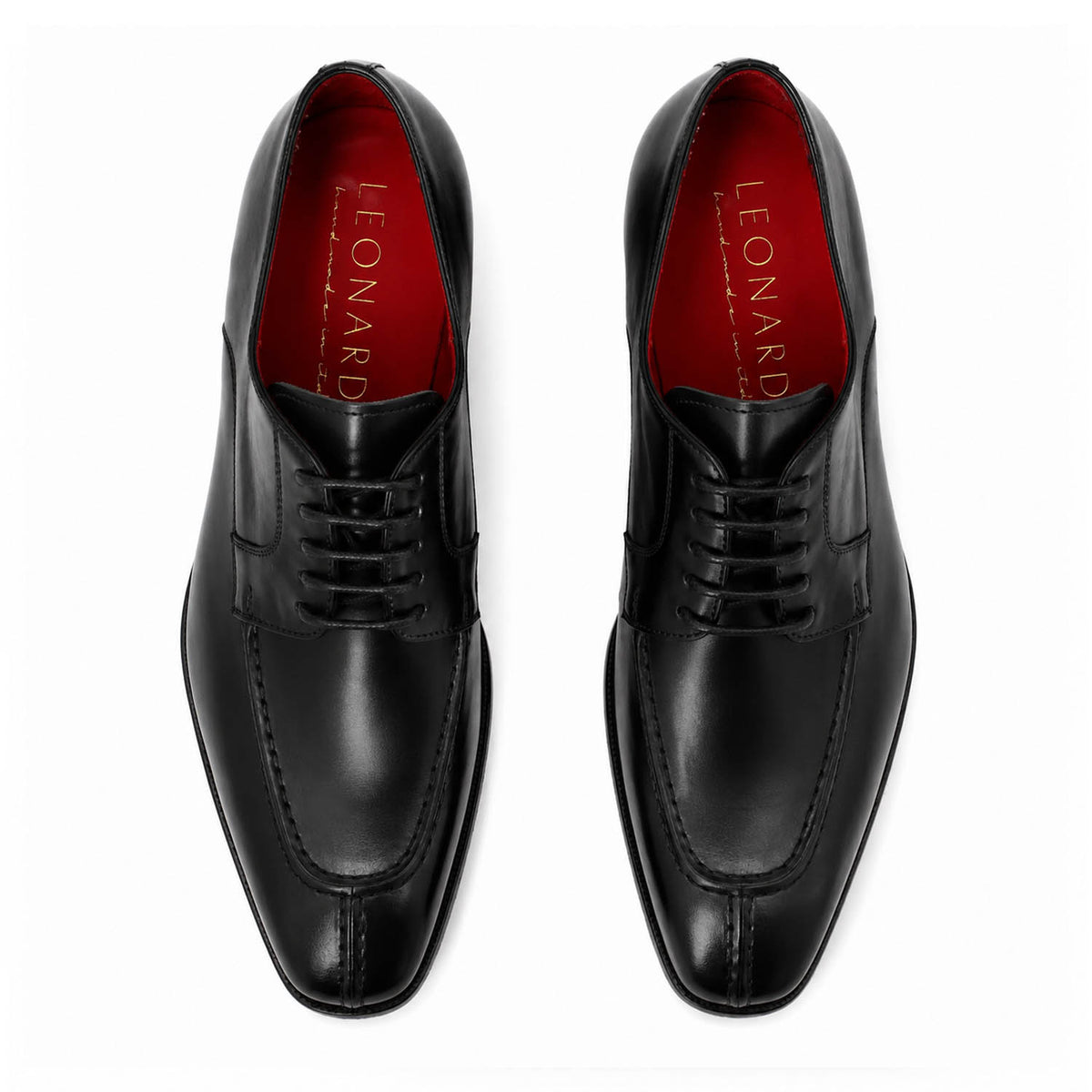 Alfeo nero derby artigianale da uomo in pelle italiana - LeonardoShoes