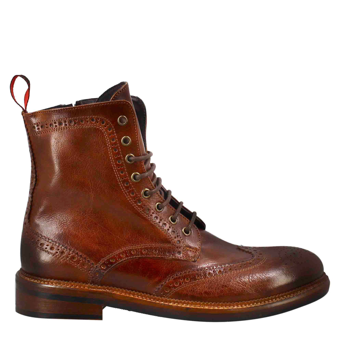 Anfibi candy da uomo in pelle lavata colore cuoio scuro - LeonardoShoes