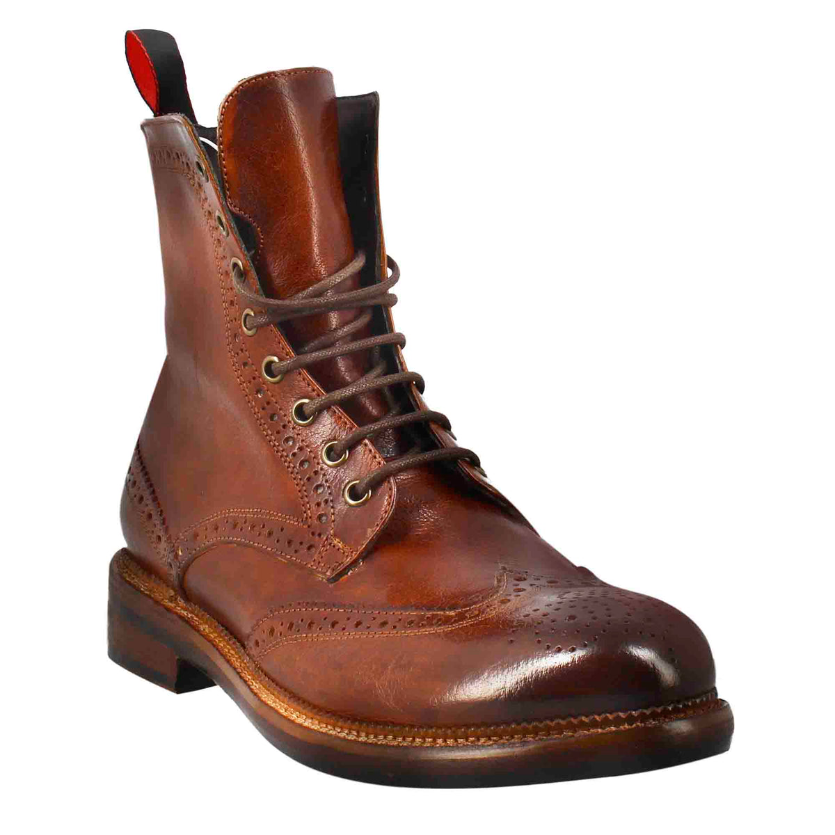 Anfibi candy da uomo in pelle lavata colore cuoio scuro - LeonardoShoes