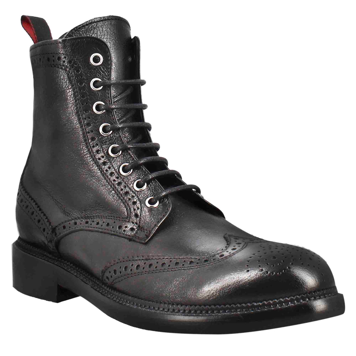 Anfibi candy da uomo in pelle lavata colore nero - LeonardoShoes
