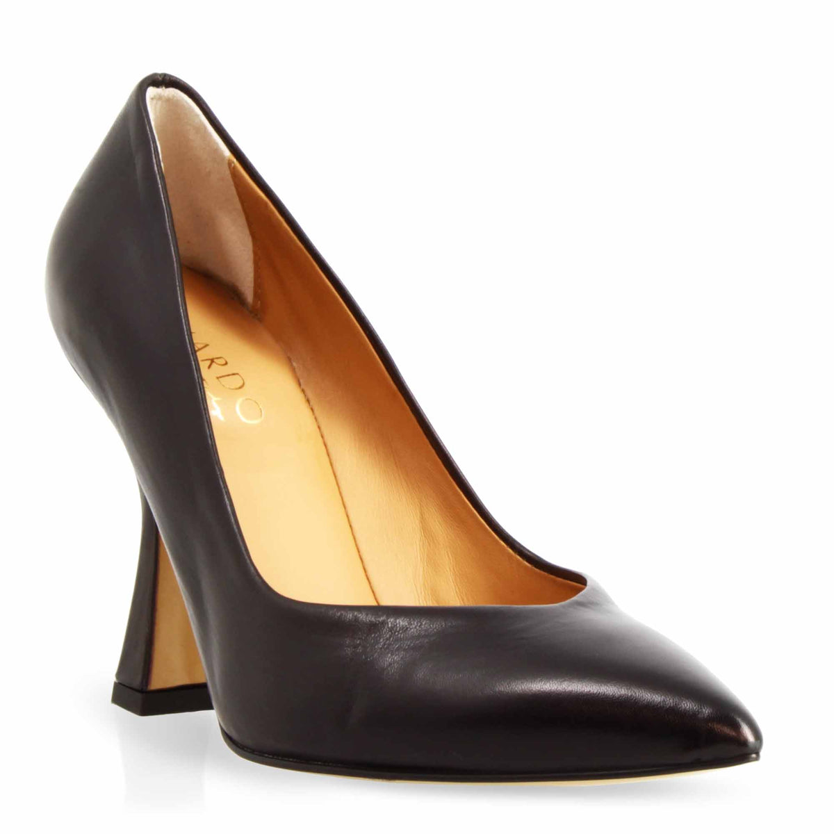 Décolleté nero da donna in pelle e tacco alto 12cm - LeonardoShoes