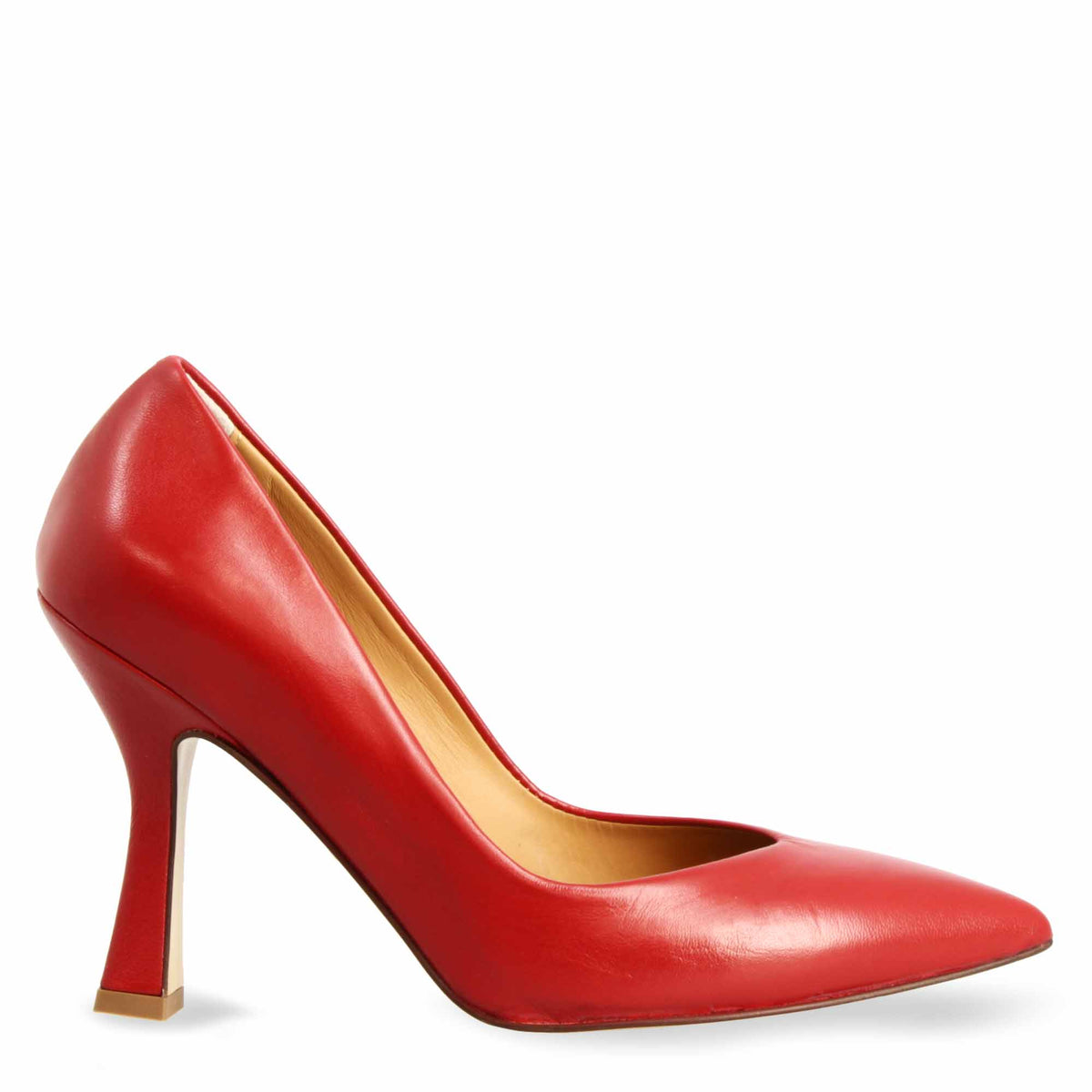 Décolleté rosso da donna in pelle e tacco alto 12cm - LeonardoShoes