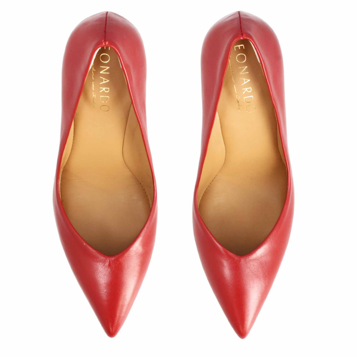 Décolleté rosso da donna in pelle e tacco alto 12cm - LeonardoShoes