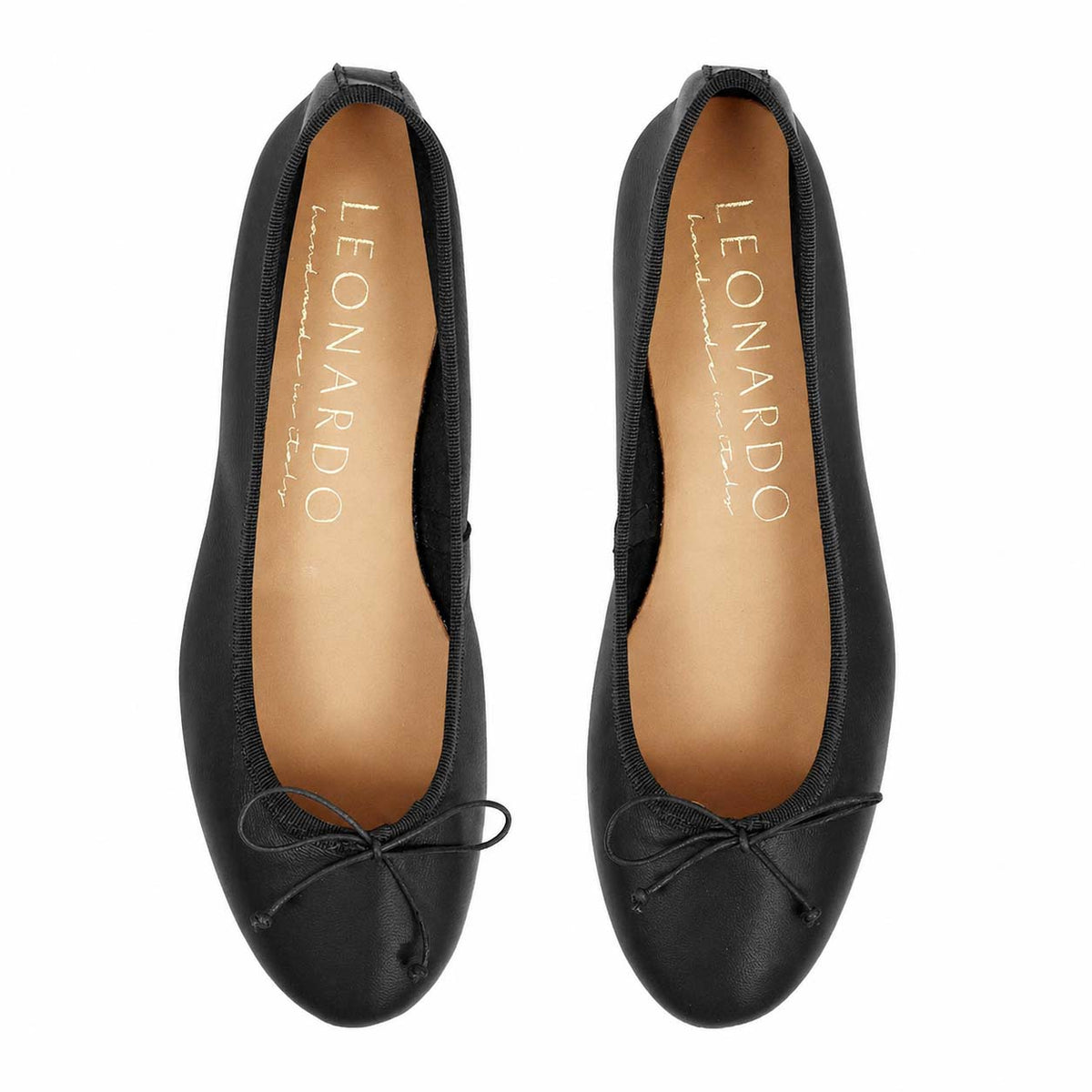 Ballerine da donna Fiocco in pelle nera - LeonardoShoes