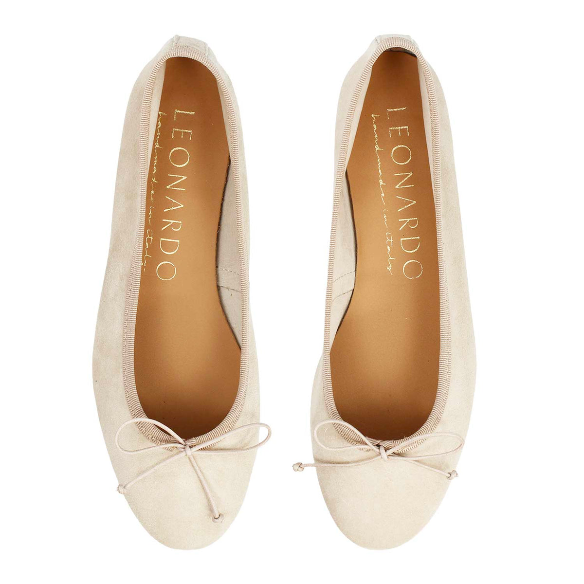 Ballerina da donna Fiocco in camoscio beige sfoderate - LeonardoShoes