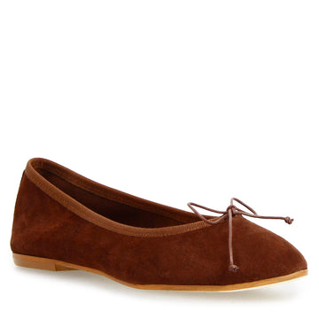 Ballerine da donna Fiocco in camoscio marrone - LeonardoShoes