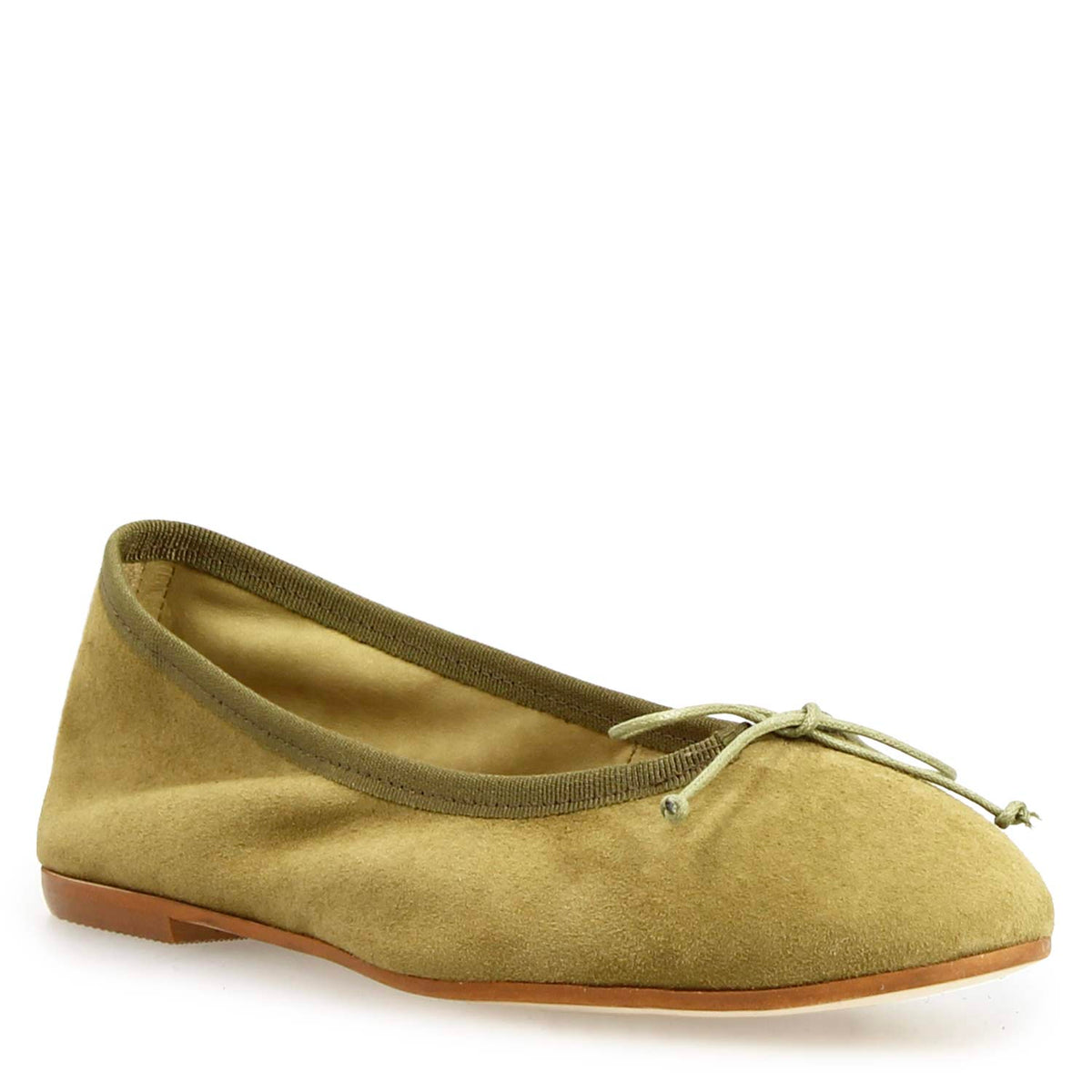 Ballerine da donna Fiocco in camoscio verde - LeonardoShoes