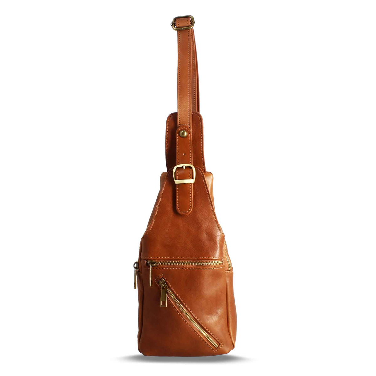 Borsello monospalle in pelle marrone - LeonardoShoes