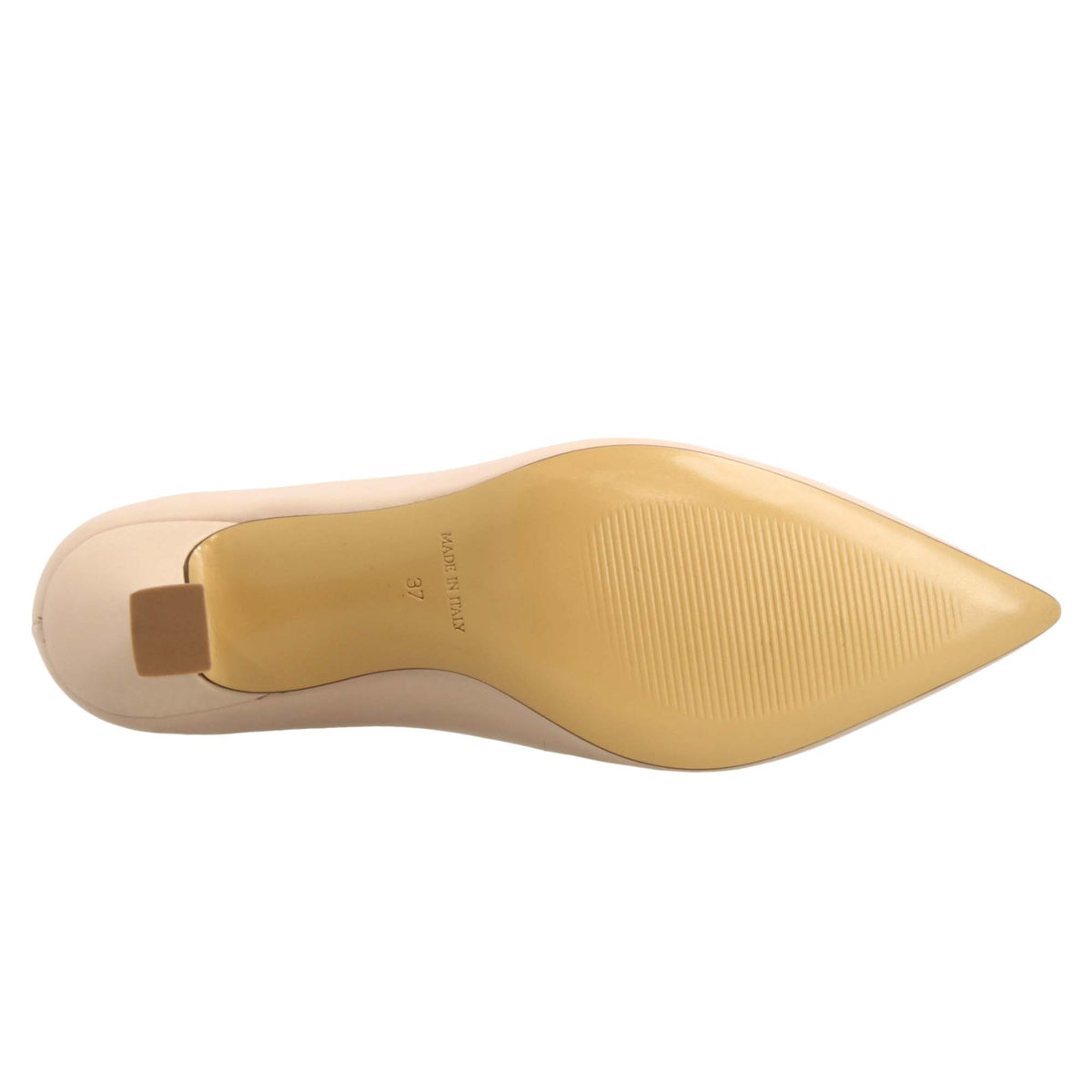 Décolleté da donna a punta e tacco alto in pelle beige - LeonardoShoes