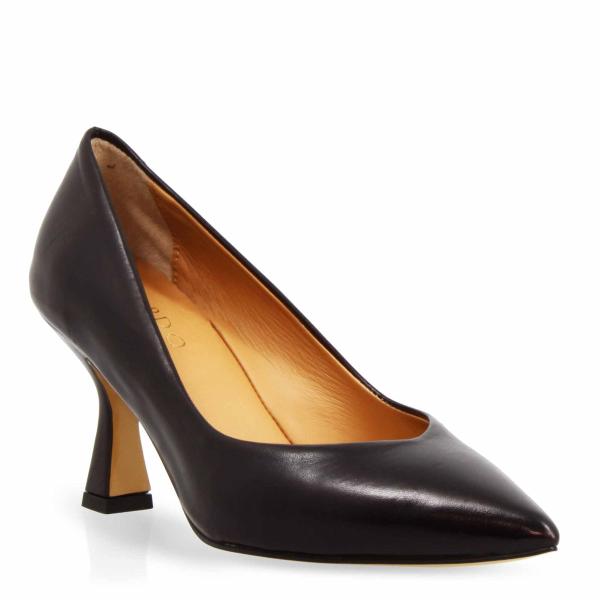 Décolleté da donna a punta e tacco alto in pelle nera - LeonardoShoes