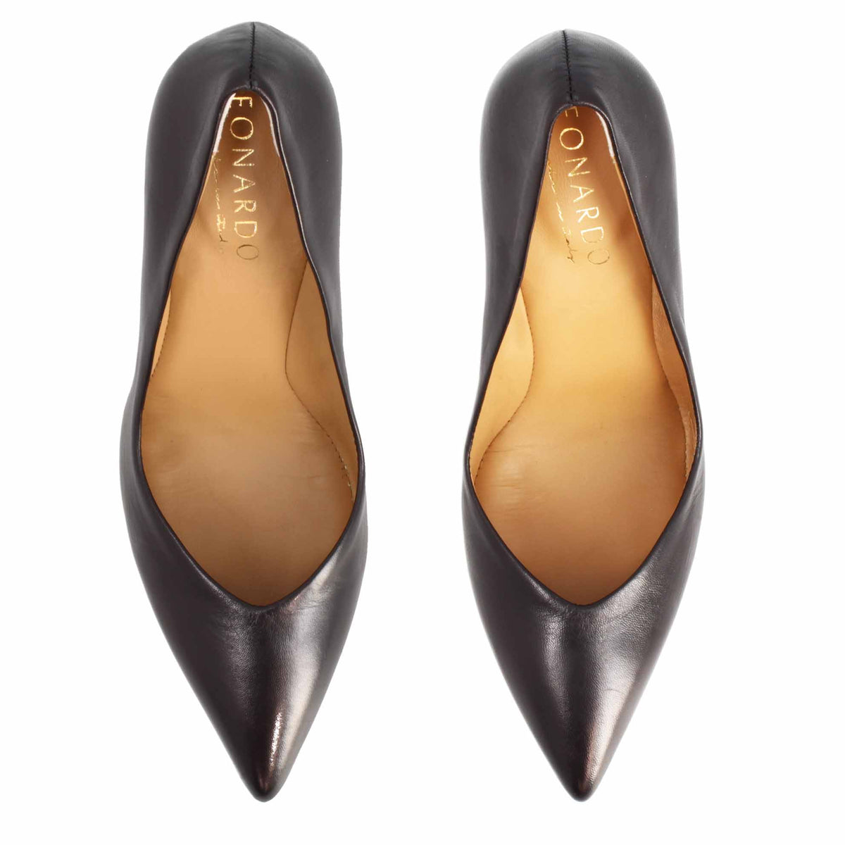 Décolleté da donna a punta e tacco alto in pelle nera - LeonardoShoes