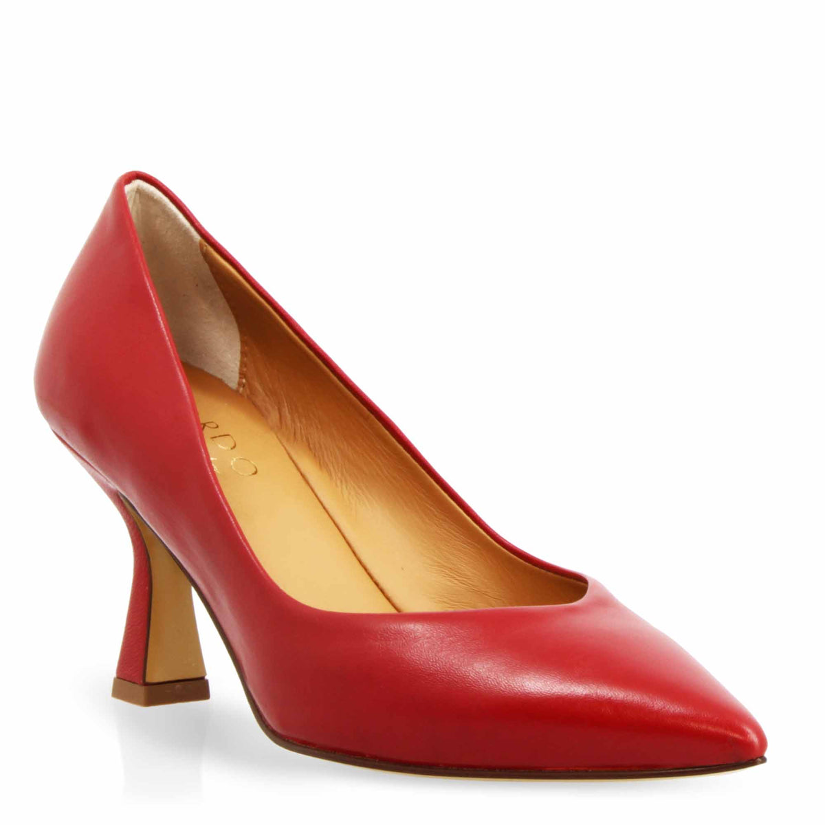 Décolleté rosso da donna  in pelle a punta e tacco alto - LeonardoShoes