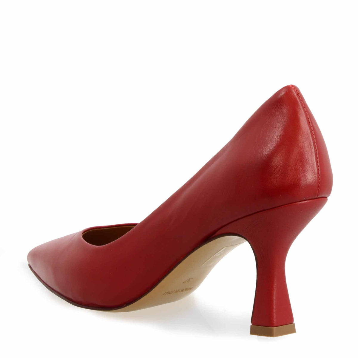 Décolleté rosso da donna  in pelle a punta e tacco alto - LeonardoShoes