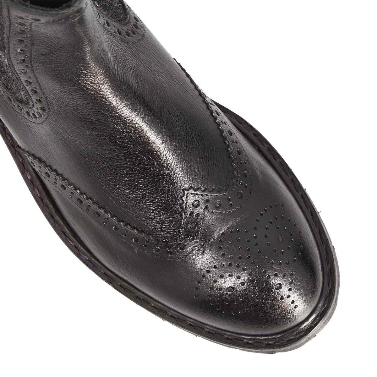 Basilio stivaletto Chelsea brogue da uomo in pelle nera