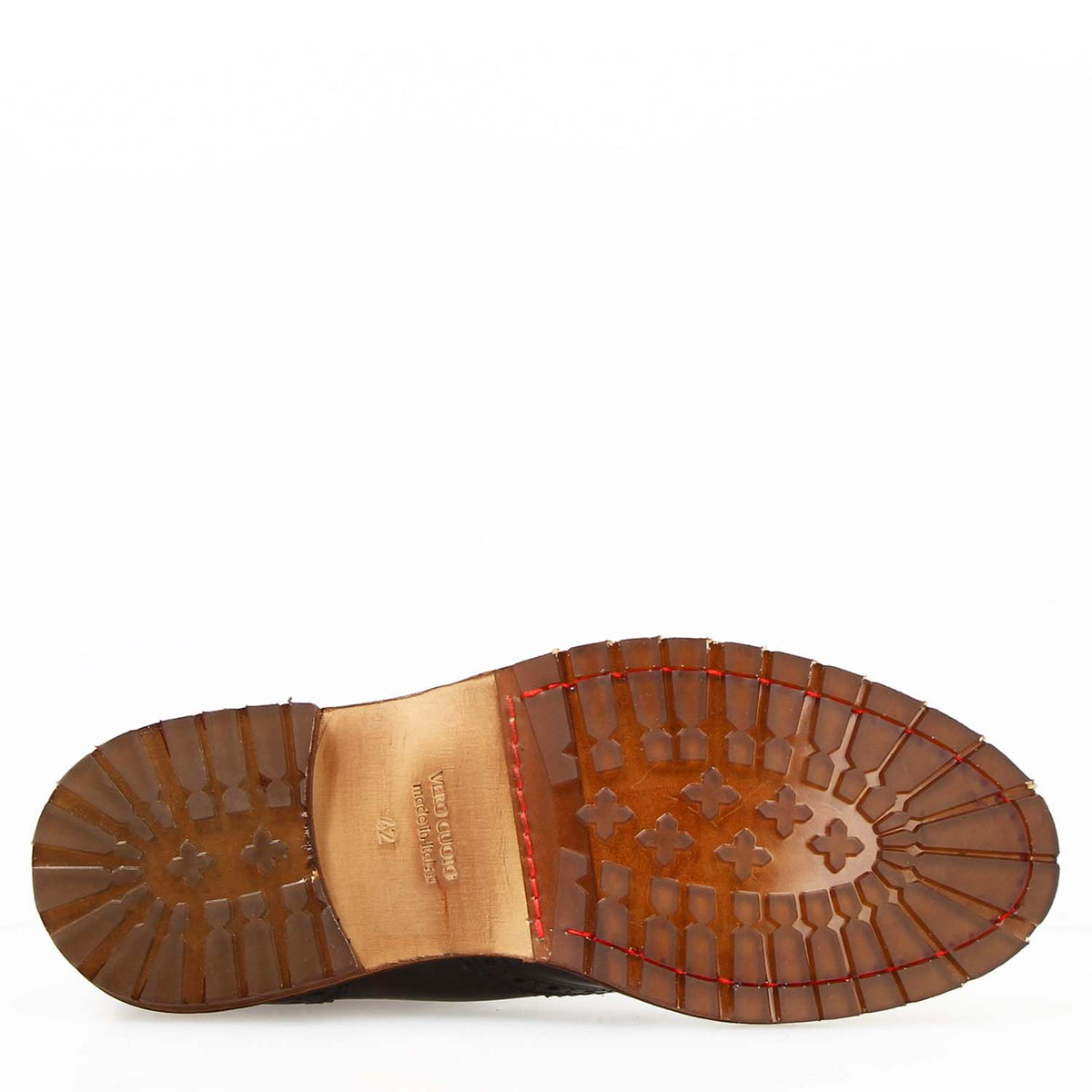Basilio stivaletto Chelsea brogue da uomo in pelle marrone scuro