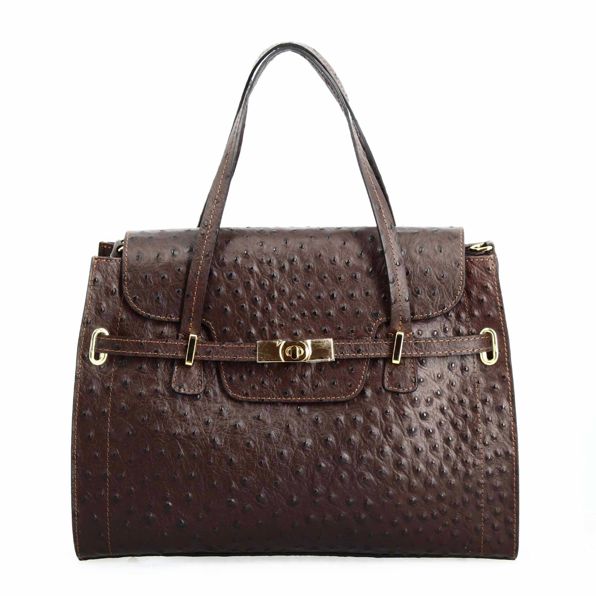 Borsa a mano grande artigianale da donna in pelle stampata marrone scuro - LeonardoShoes