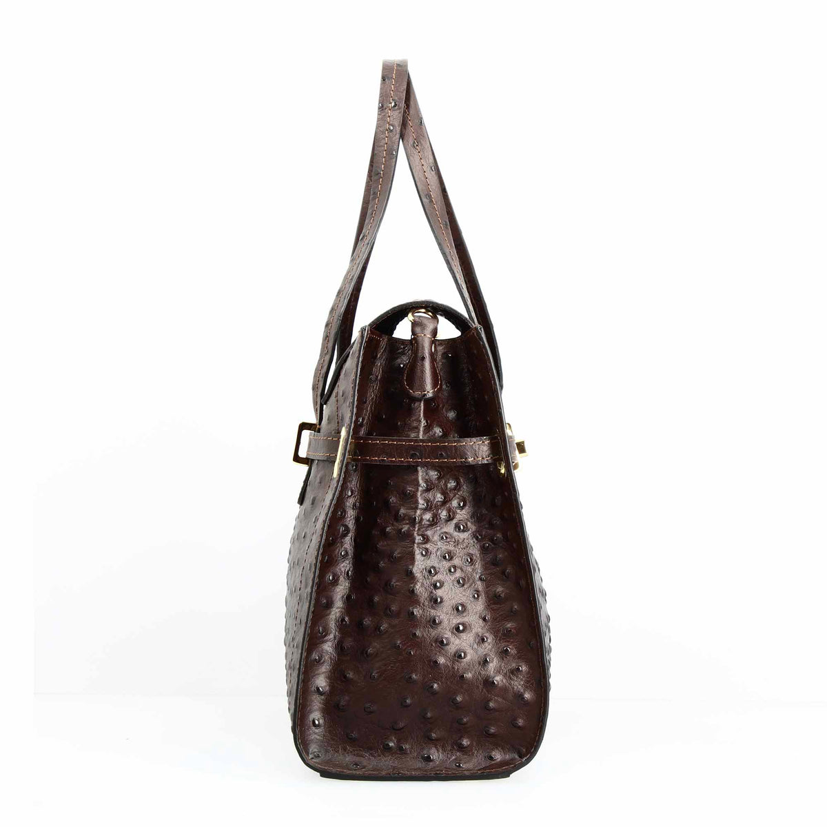 Borsa a mano grande artigianale da donna in pelle stampata marrone scuro - LeonardoShoes