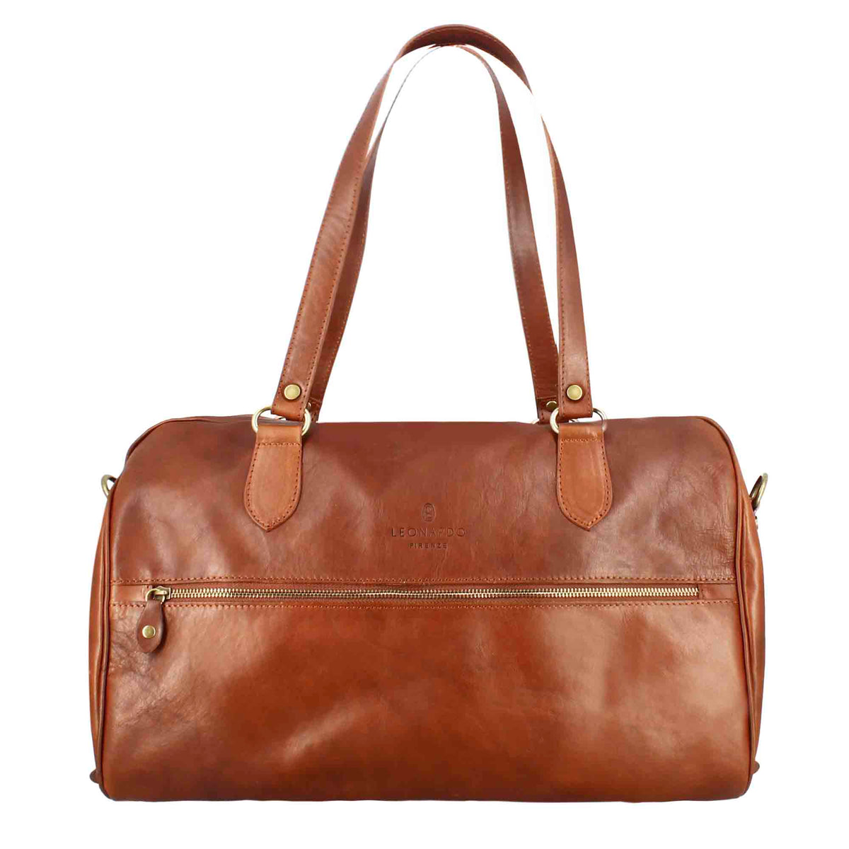 Borse da viaggio in pelle colore marrone con manici e tracolla rimovibile - LeonardoShoes